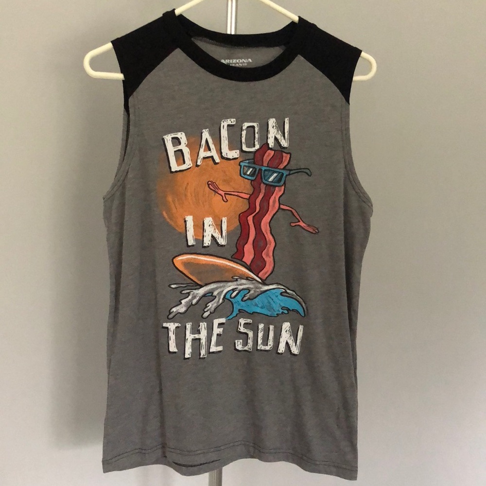Arizona Jeans Co. Surfing Bacon Sleeveless Muscle T Shirt Size XL 18/20